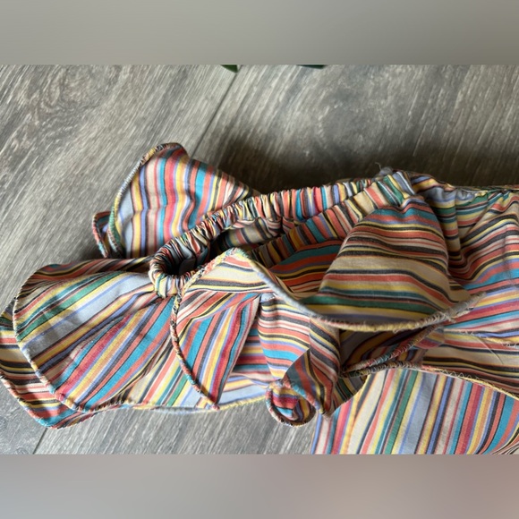 Petersyn Arabella Sunset Cold Shoulder Striped Cotton Avant Garde-esque Blouse M - Picture 8 of 14